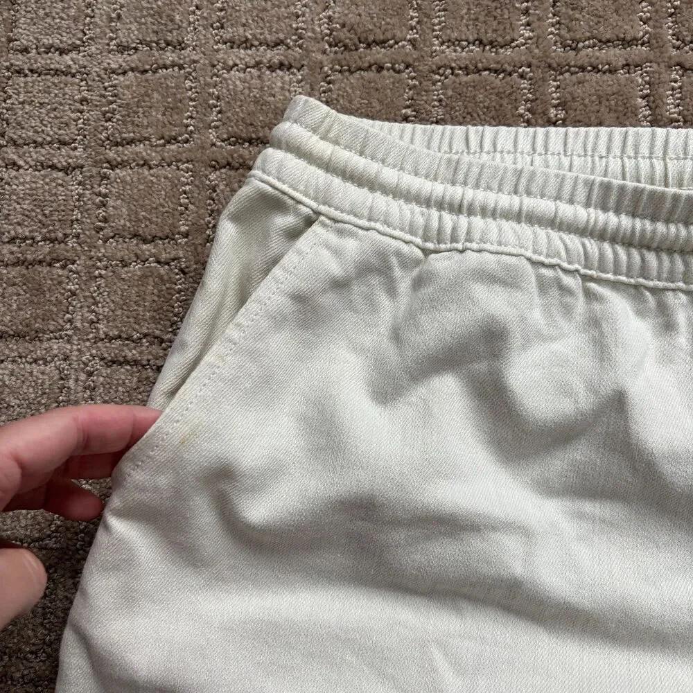 Aerie Cut Off Sweat Shorts Pull On Elastic Waist Size XL Cream Pockets NWT